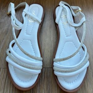 White Women's Strappy Rhinestone Sandals bought in Italy  size 37